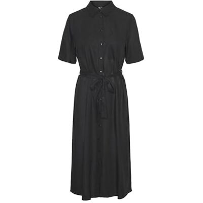 PIECES Pcpia 2/4 Midi Shirt Dress Noos, svart, M PIECES Pcpia 2/4 Midi Shirt Dress Noos, svart, M