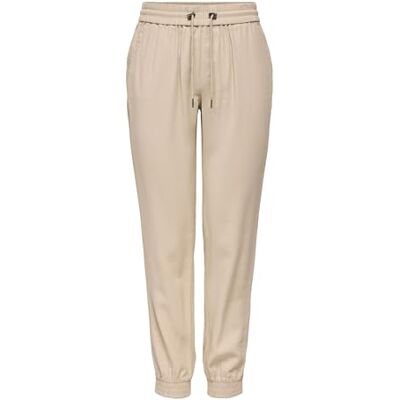 ONLY Women Elegant Business Fabric Pants Poptrash Paperback Trousers Elasticated Drawstring ONLKELDA, Color:Beige, Size:42W / 32L ONLY Women Elegant Business Fabric Pants Poptrash Paperback Trousers Elasticated Drawstring ONLKELDA, Color:Beige, Size:42W / 32L