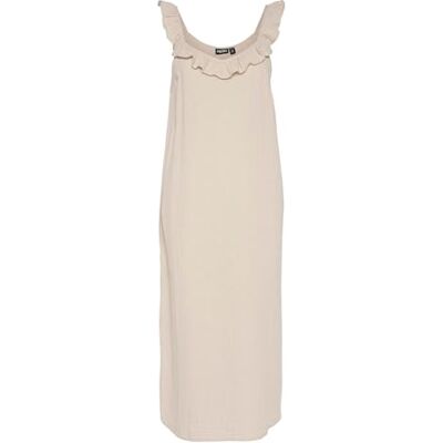 PIECES Pcsastina Sl Midi Dress Bc, Silvergrå, M PIECES Pcsastina Sl Midi Dress Bc, Silvergrå, M