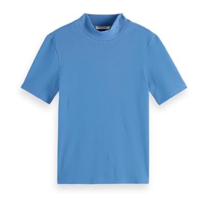 Scotch & Soda Mock Neck Rib T-shirt, Sjöblå 413, S Scotch & Soda Mock Neck Rib T-shirt, Sjöblå 413, S