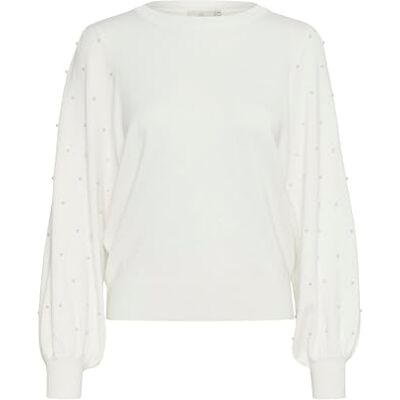 KAFFE Dam pullover långärmad randig rund hals normal passform dam, krita, XL KAFFE Dam pullover långärmad randig rund hals normal passform dam, krita, XL