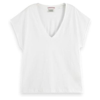 Scotch & Soda Core Slub V-ringad T-shirt, Vit 100, XS Scotch & Soda Core Slub V-ringad T-shirt, Vit 100, XS