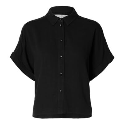 SELECTED FEMME Slfviva Ss Cropped Shirt Noos, svart, 38 SELECTED FEMME Slfviva Ss Cropped Shirt Noos, svart, 38