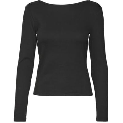 VERO MODA VMCHLOE Stripe LS 2WAY Short Top GO NOOS, svart, M VERO MODA VMCHLOE Stripe LS 2WAY Short Top GO NOOS, svart, M