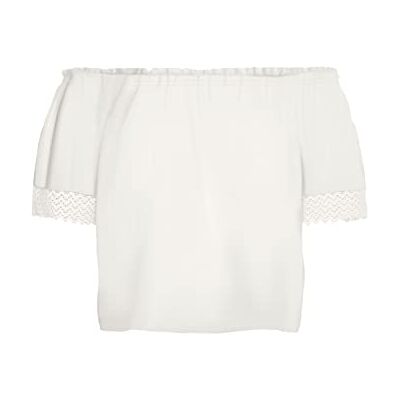 VERO MODA Kvinnors VMMILAN SS kort topp, snövit, M, Snövit, M VERO MODA Kvinnors VMMILAN SS kort topp, snövit, M, Snövit, M