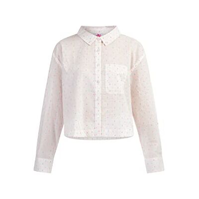 YASANNA Damskjorta blus, Vita pinkorge-prickar, S YASANNA Damskjorta blus, Vita pinkorge-prickar, S