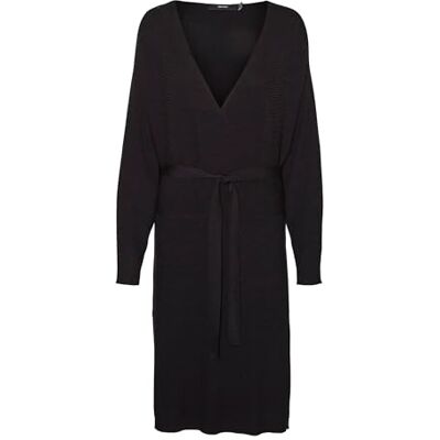VERO MODA Curve Dam VMHOLLYREM LS V-hals GA NOOS böjd klänning, svart, S-42/44, svart, S VERO MODA Curve Dam VMHOLLYREM LS V-hals GA NOOS böjd klänning, svart, S-42/44, svart, S