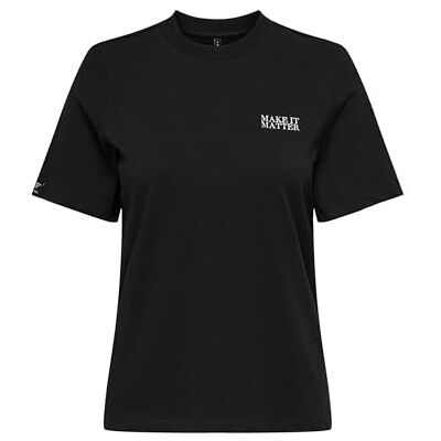 ONLY ONLBELLA Life S/S enkel topp box JRS, Svart/tryck: betydande + etiketter Brooklyn, S ONLY ONLBELLA Life S/S enkel topp box JRS, Svart/tryck: betydande + etiketter Brooklyn, S