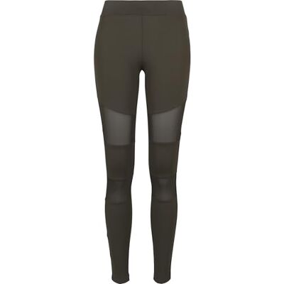 Urban Classics Tech Mesh Leggings för kvinnor, grön (Dark Olive), M Urban Classics Tech Mesh Leggings för kvinnor, grön (Dark Olive), M