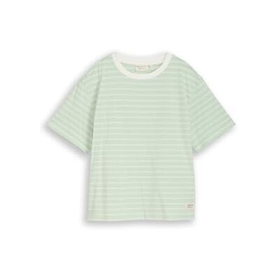 TOM TAILOR Denim dam 1047845 t-shirt, 39821-Matcha grön oregelbunden rand, XS TOM TAILOR Denim dam 1047845 t-shirt, 39821-Matcha grön oregelbunden rand, XS