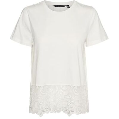 VERO MODA VMHANNE Francis SS TOP Box JRS GA, Snövit/detalj: botten, S VERO MODA VMHANNE Francis SS TOP Box JRS GA, Snövit/detalj: botten, S