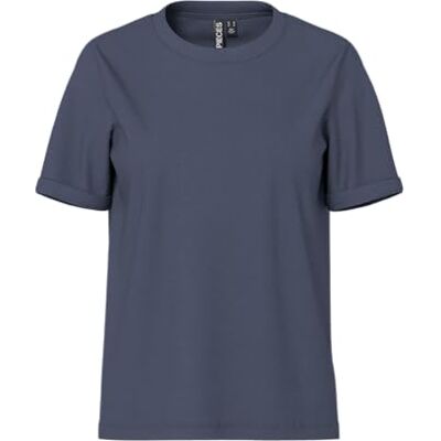 PIECES Damer Pcria Ss Fold Up Solid Tee Noos Bc T-shirt, Amber blå, L PIECES Damer Pcria Ss Fold Up Solid Tee Noos Bc T-shirt, Amber blå, L
