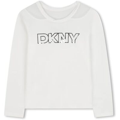 DKNY D62408 t-shirt för flickor, Benvit färg, 10 år DKNY D62408 t-shirt för flickor, Benvit färg, 10 år