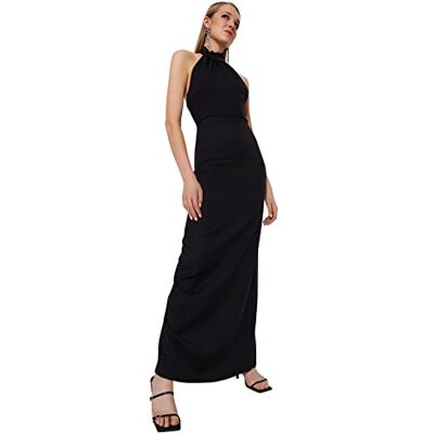Trendyol Dam Maxi Shift normal passform vävd aftonklänning stickad, Svart, 34 SE Trendyol Dam Maxi Shift normal passform vävd aftonklänning stickad, Svart, 34 SE