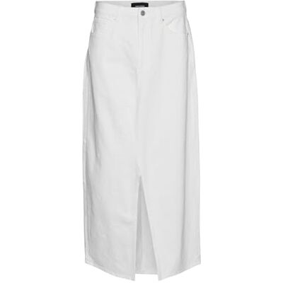 VERO MODA Vmminna Mr High Slit Long Emb DNM kjol, Ljus vit, XS VERO MODA Vmminna Mr High Slit Long Emb DNM kjol, Ljus vit, XS