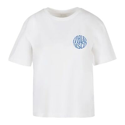dam t-shirt Italo Disco Tee avslappnad t-shirt med tryck för kvinnor, oversize passform, storlekar XS – 5XL, Vit, XS dam t-shirt Italo Disco Tee avslappnad t-shirt med tryck för kvinnor, oversize passform, storlekar XS – 5XL, Vit, XS