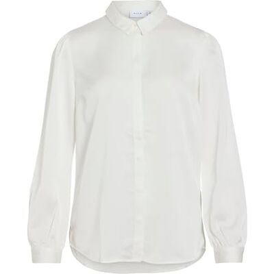 Vila dam Viellette Satin L/S Shirt/Su-Noos blus, Snövit, 42 Vila dam Viellette Satin L/S Shirt/Su-Noos blus, Snövit, 42