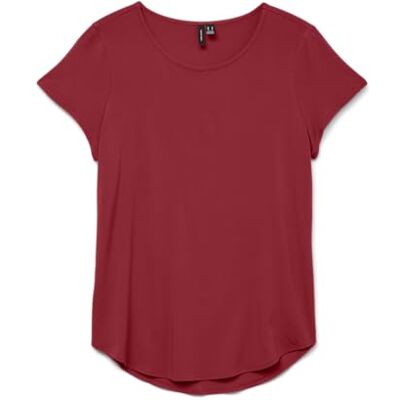 VERO MODA damblus kortärmad rund hals basic regular fit, Karanda röd, S VERO MODA damblus kortärmad rund hals basic regular fit, Karanda röd, S