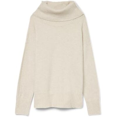 VERO MODA Stickad tröja för kvinnor, cowlneck, Björk/detalj: melerad, S VERO MODA Stickad tröja för kvinnor, cowlneck, Björk/detalj: melerad, S
