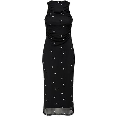 ONLY Onlparis S/L Midi AOP Dress Box JRS, svart, XS ONLY Onlparis S/L Midi AOP Dress Box JRS, svart, XS