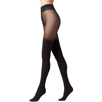 Conte elegant Chance 50 damstrumpbyxor med överkne-imitation löst utseende mikrofiber tjocka elastiska med bomullskrin, lycra fashionabla, vardag, hög kvalitet, svart Conte elegant Chance 50 damstrumpbyxor med överkne-imitation löst utseende mikrofiber tjocka elastiska med bomullskrin, lycra fashionabla, vardag, hög kvalitet, svart