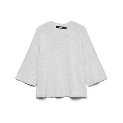 VERO MODA Vmlefile 3/4 O-hals tröja Noos, Ljusgrå melange, M VERO MODA Vmlefile 3/4 O-hals tröja Noos, Ljusgrå melange, M