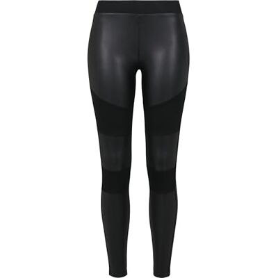 Urban Classics Dam leggings dam falska läder tech yogabyxor, Svart (svart 00007), XL Urban Classics Dam leggings dam falska läder tech yogabyxor, Svart (svart 00007), XL