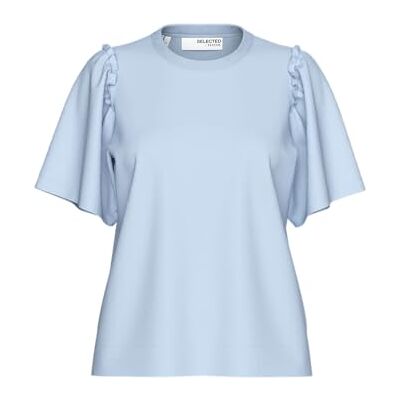 SELECTED FEMME Slfpenelope 2/4 Ruffle Tee Noos, Kashmirblå, XS SELECTED FEMME Slfpenelope 2/4 Ruffle Tee Noos, Kashmirblå, XS