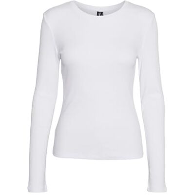VERO MODA Dam Vmroma Ls Slim Top JRS Noos långärmad tröja, Ljus vit, L VERO MODA Dam Vmroma Ls Slim Top JRS Noos långärmad tröja, Ljus vit, L