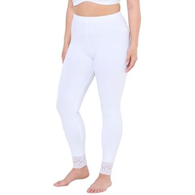 Ulla Popken dam stora storlekar överdimensionerade plus size leggings, snörband, Snövit, 36W / 32L Ulla Popken dam stora storlekar överdimensionerade plus size leggings, snörband, Snövit, 36W / 32L