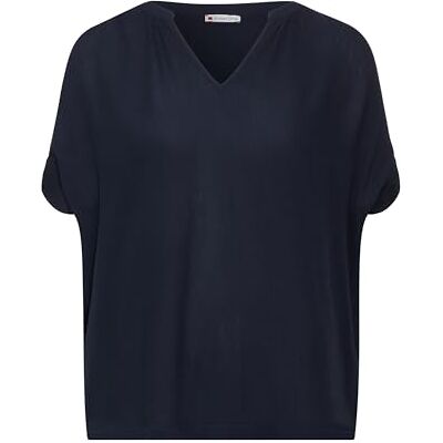 Street One Materialblandning T-shirt, Djupblå, 38 Street One Materialblandning T-shirt, Djupblå, 38