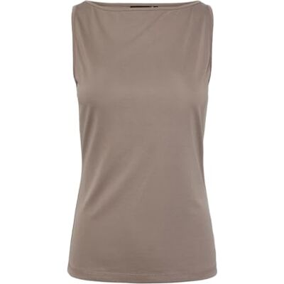 PIECES Damer Pcanora tanktop Bc linne, coca mocha, S PIECES Damer Pcanora tanktop Bc linne, coca mocha, S
