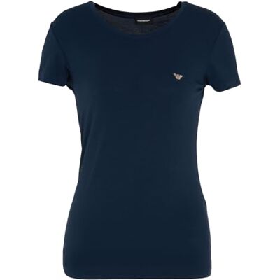 Giorgio Armani Kvinnors Essential Studs Crew Neck T-Shirt Blå XL Normal FIT, BLÅ, XL Giorgio Armani Kvinnors Essential Studs Crew Neck T-Shirt Blå XL Normal FIT, BLÅ, XL
