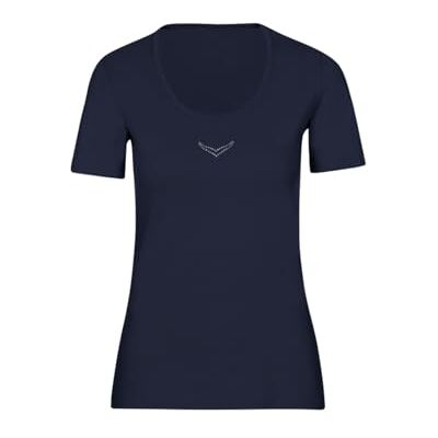 Trigema Dam-t-shirt med Swarovski®-kristaller, Blå (blå 046), XXL Trigema Dam-t-shirt med Swarovski®-kristaller, Blå (blå 046), XXL