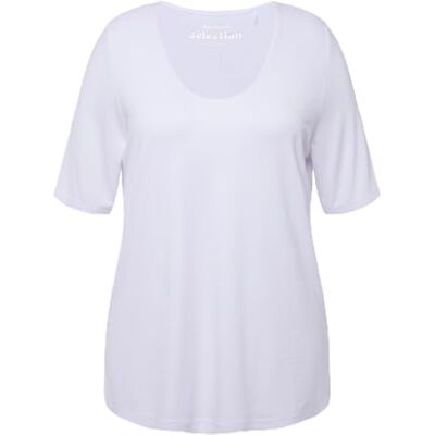 Ulla Popken damer stora storlekar överdimensionerade plus size t-shirt, främre dubbelskiktad, V-hals, halvärm snövit 42 + 820860200-42, Snövit, 42-44 Ulla Popken damer stora storlekar överdimensionerade plus size t-shirt, främre dubbelskiktad, V-hals, halvärm snövit 42 + 820860200-42, Snövit, 42-44