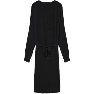 VERO MODA bestseller a/s Dam Vmhollyrem Ls V-hals klänning Ga Noos klänning, SVART, L VERO MODA bestseller a/s Dam Vmhollyrem Ls V-hals klänning Ga Noos klänning, SVART, L