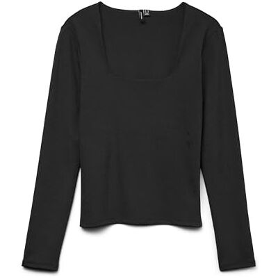 VERO MODA Vmmillion Ls Square Neck Top JRS Noos, svart, XL VERO MODA Vmmillion Ls Square Neck Top JRS Noos, svart, XL