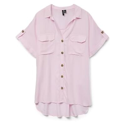 VERO MODA dam Vmbumpy Ss skjorta WVN Ga Noos, Rosa-a-boo, M VERO MODA dam Vmbumpy Ss skjorta WVN Ga Noos, Rosa-a-boo, M