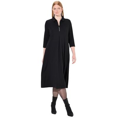 Ulla Popken prickig klänning med dragkedja, svart, 46-48 Ulla Popken prickig klänning med dragkedja, svart, 46-48
