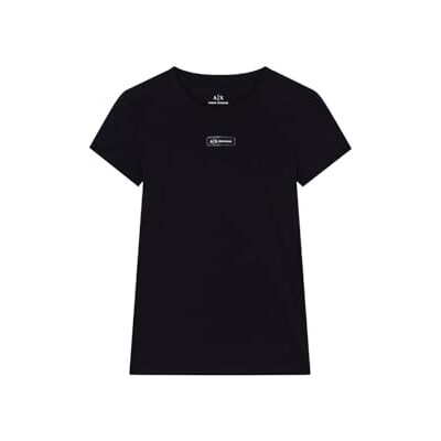 Giorgio Armani dam cross kön, kortärmad främre logotyp patch T-shirt, svart, S Giorgio Armani dam cross kön, kortärmad främre logotyp patch T-shirt, svart, S
