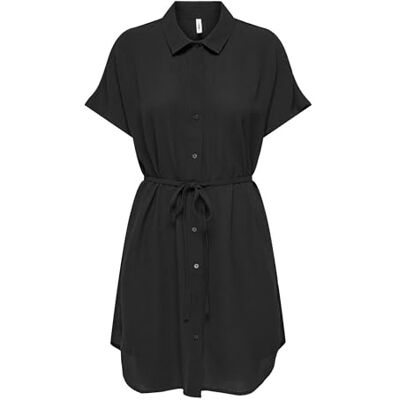 ONLY Onlnova Life Vis Ayla Shirt Dress Solid, svart, L ONLY Onlnova Life Vis Ayla Shirt Dress Solid, svart, L