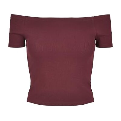 Urban Classics Ladies Off Shoulder Rib Tee för kvinnor, finns i många olika färger, storlekar XS – 5XL, Redwine, XL Urban Classics Ladies Off Shoulder Rib Tee för kvinnor, finns i många olika färger, storlekar XS – 5XL, Redwine, XL