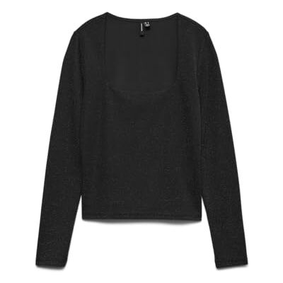 VERO MODA Vmkanva Ls Square Neck Top JRS Ga, svart, XS VERO MODA Vmkanva Ls Square Neck Top JRS Ga, svart, XS