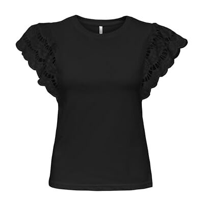 ONLY Onlmacy S/S O-Neck Mix Top Box JRS, svart, S ONLY Onlmacy S/S O-Neck Mix Top Box JRS, svart, S