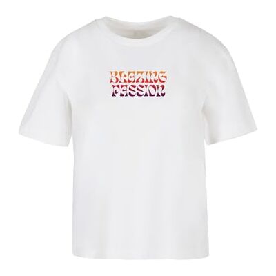 Dam-T-shirt, blazing, passion-tee, avslappnad t-shirt med tryck, överdimensionerad passform, bomull, storlekar XS – 5XL, Vit, L Dam-T-shirt, blazing, passion-tee, avslappnad t-shirt med tryck, överdimensionerad passform, bomull, storlekar XS – 5XL, Vit, L