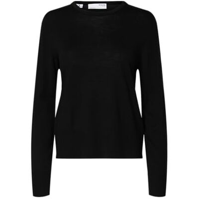 SELECTED FEMME Slfthea Ls Knit Merino O-Neck Noos, svart, XXL SELECTED FEMME Slfthea Ls Knit Merino O-Neck Noos, svart, XXL