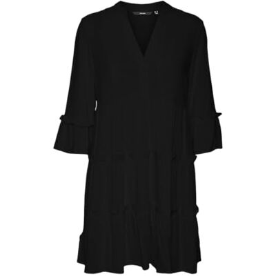 VERO MODA damer viskos miniklänning tunika 3/4 arm VMEasy Joy 10297359 svart S VERO MODA damer viskos miniklänning tunika 3/4 arm VMEasy Joy 10297359 svart S