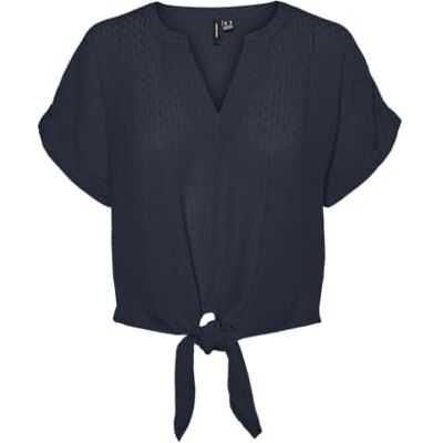 VERO MODA Damer Vmgabbi Ss Tie WVN Ga Top, marinblå blazer, S VERO MODA Damer Vmgabbi Ss Tie WVN Ga Top, marinblå blazer, S