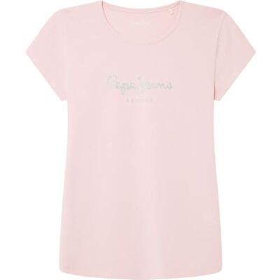 Pepe Jeans flickor Hana Glitter S/S N, t-shirt, rosa, 8 år, Rosa (Rosenträrosa), 8 år Pepe Jeans flickor Hana Glitter S/S N, t-shirt, rosa, 8 år, Rosa (Rosenträrosa), 8 år