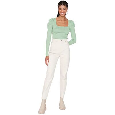 Trendyol Dam normal midja smal passform mamma jeans, Ecru, 60 SE Trendyol Dam normal midja smal passform mamma jeans, Ecru, 60 SE
